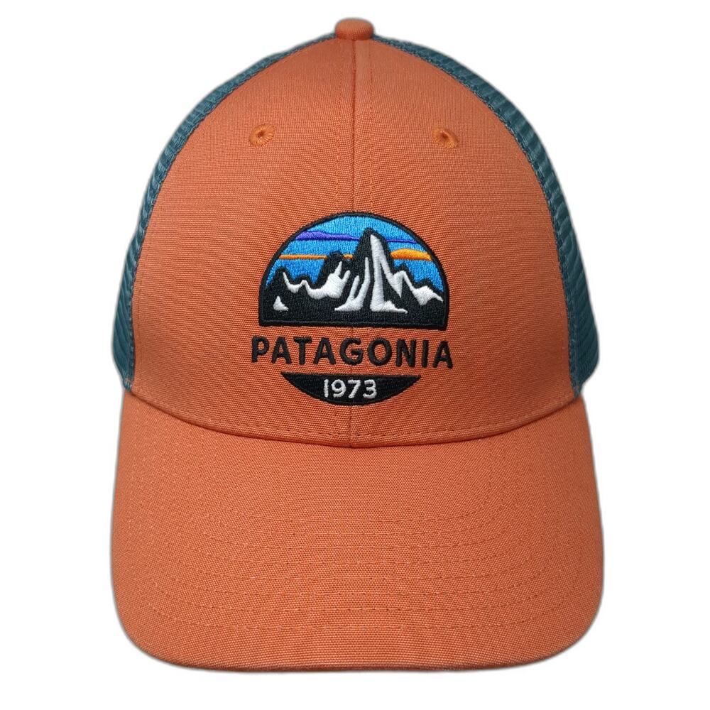 Patagonia Trucker Hat Orange One Size Mesh Snapback Fitz Roy Mountain Logo